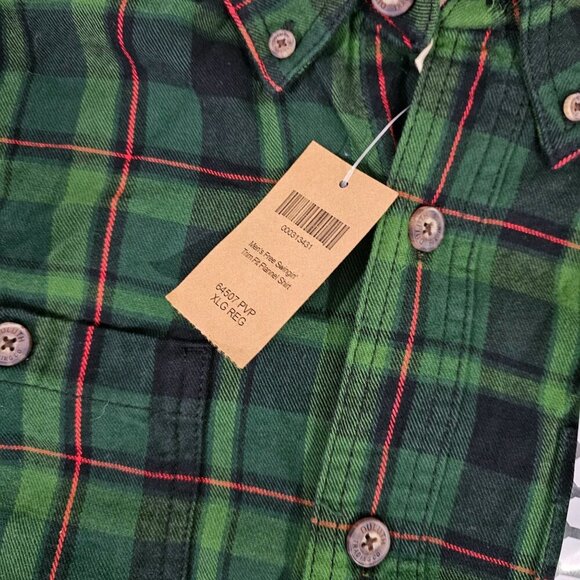 Mens Green Red Plaid Long-Sleeve Button-Up Shirt Duluth Trading Co XL Trim Fit - Picture 4 of 8